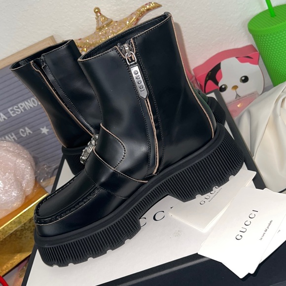 Gucci Dionysus Hunder Cordovan Lux Tiger head lug sole boots - Picture 4 of 6